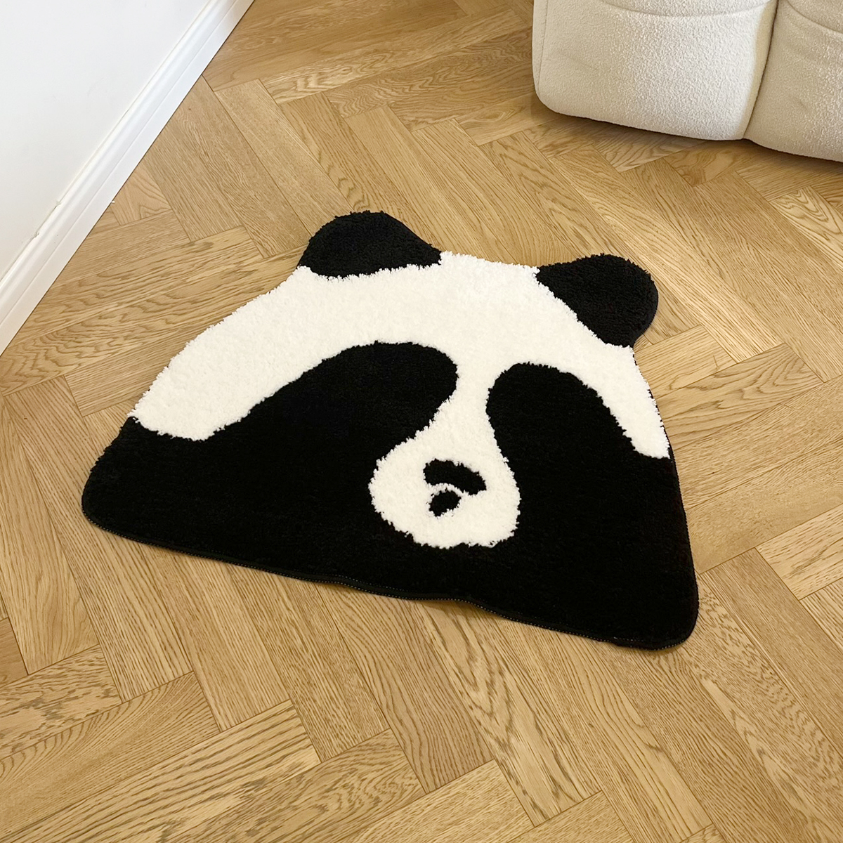 Panda Funny Tufting Black White Living Room Carpet Irregular Bathroom Mat Soft Bedroom Floor Doormat Holiday Rug Aesthetic Pad