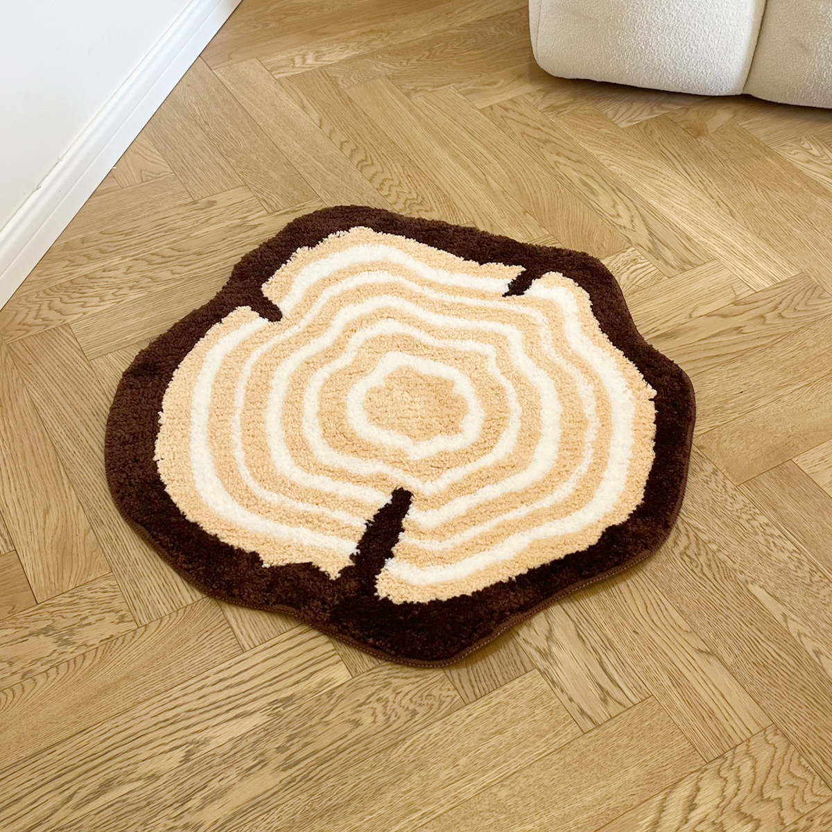 Tree Stump Annual Ring Shape Tufted Rug Bedroom Rug Irregular Cartoon Kid Room Playmat Carpet Bathroom Foot Pad Bath Mat Doormat