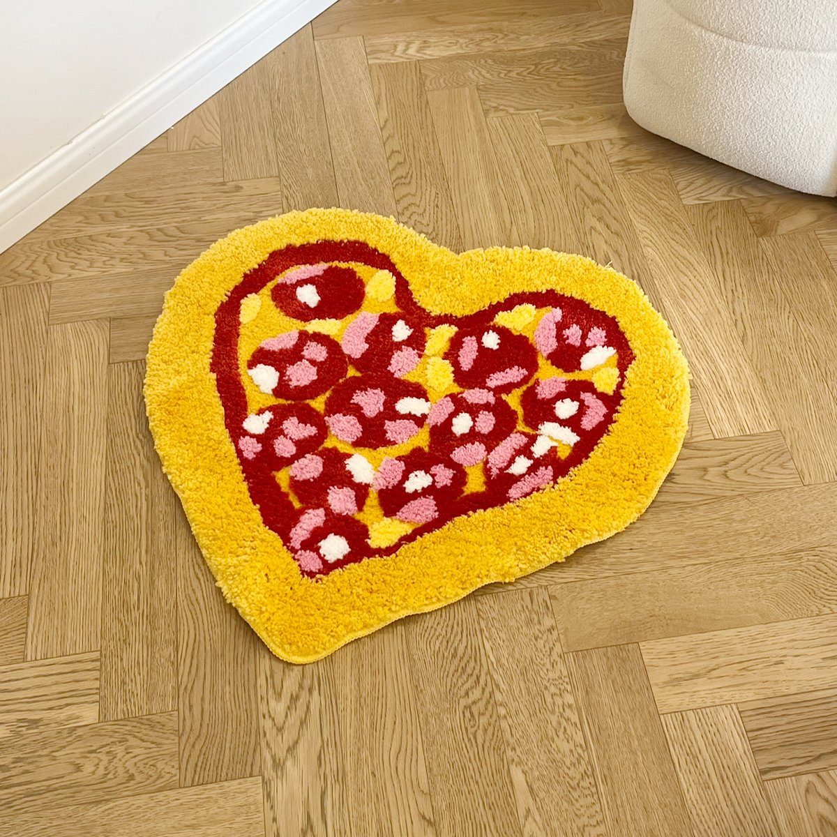 Delicious Love Pizza Tufted Rug Living Room Carpet Soft Fluffy Cartoon Fastfood Bedroom Mat Flocked Pad Anti-slip Rug Home Nurse