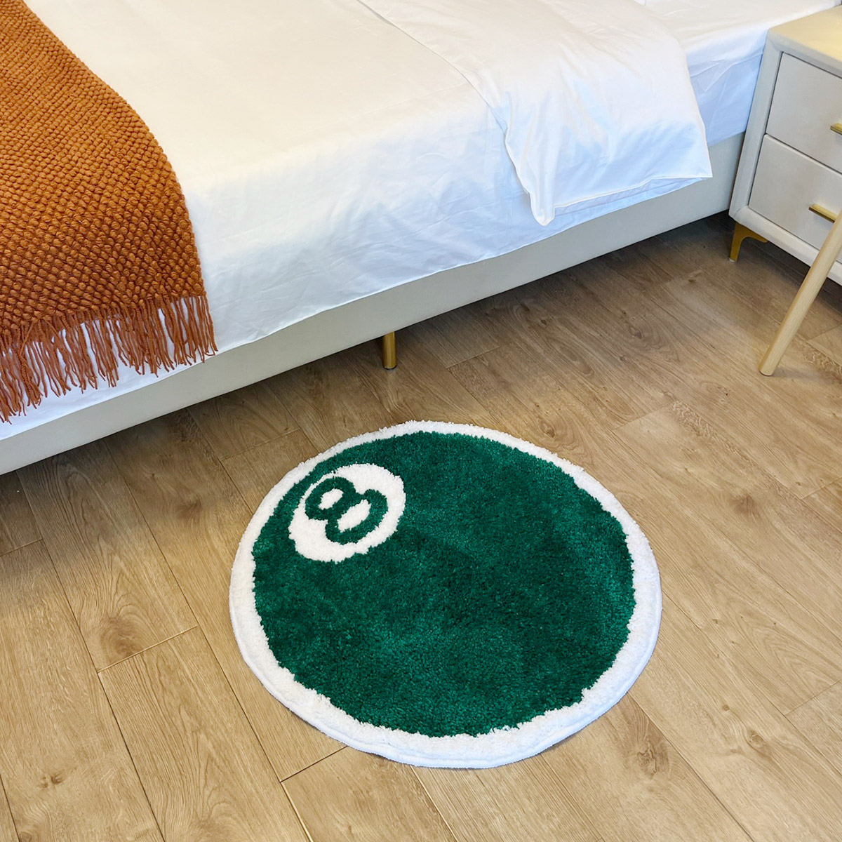 Round Tufting Number 8 Rug Soft Green Mat Billiards Ball Carpet Children Bedroom Corridor Floor Foot Pad Home Room Decor Gift