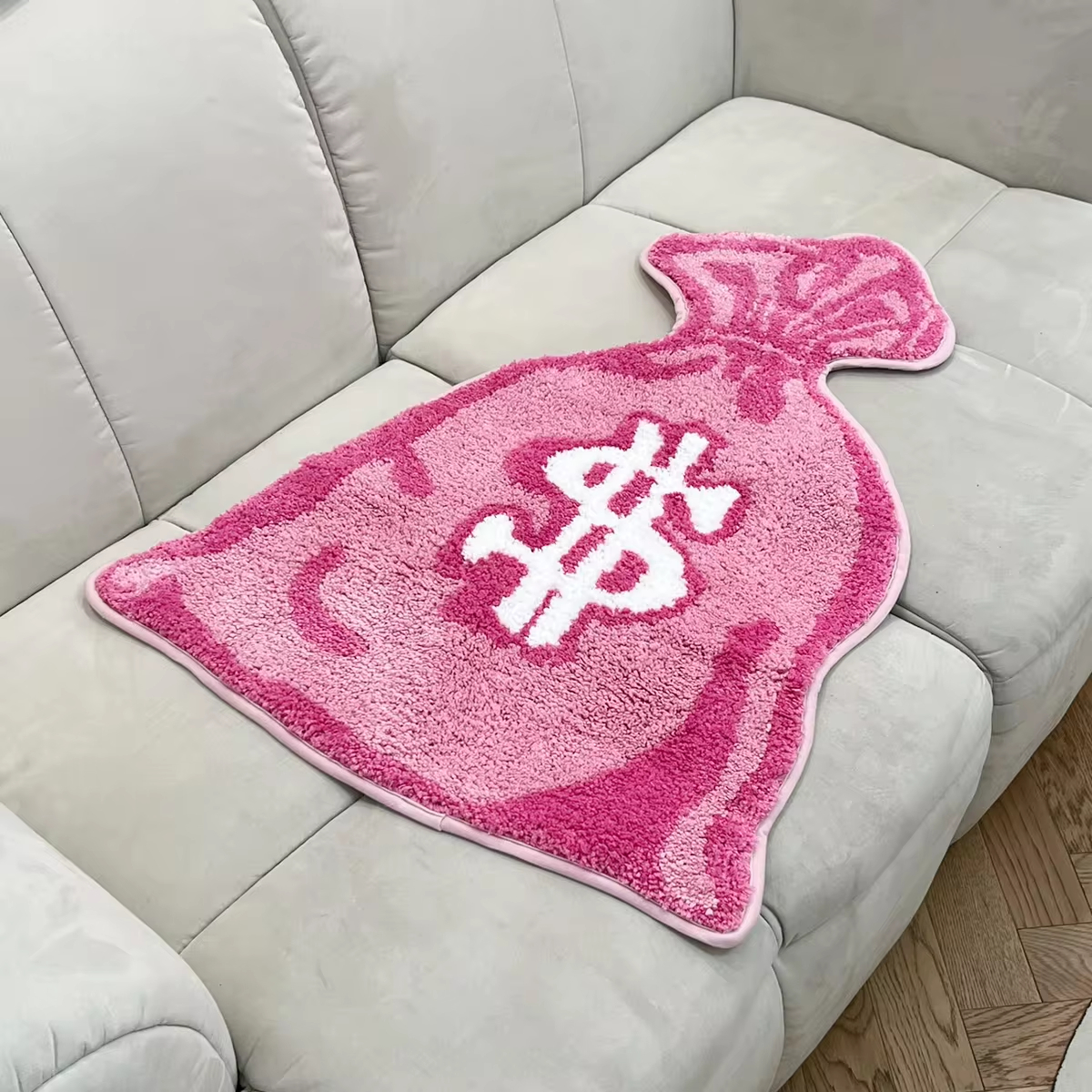 Wallet Shape Tufted Rug Pink Gril Room Anti-Slip Trippy Bedroom Handmade Flocking Rug Carpet Living Room Entrance Rug Home Decor