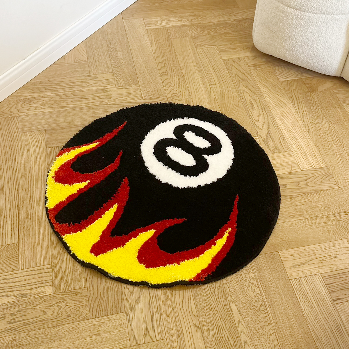 Fire Billiards No.8 Tufted Rug Bedroom Rug Bathroom Mat Soft Cartoon Funny Pad Living Room Carpet Anti-slip Hallway Home Nursery