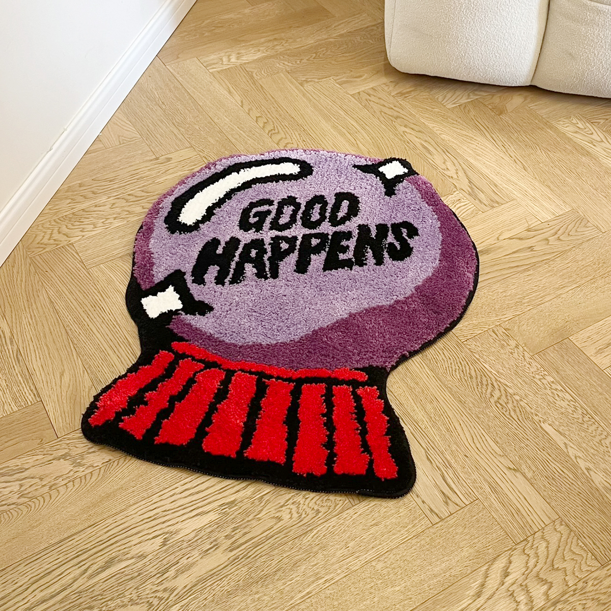 Purple Crystal Ball Tufting Rug Bedroom Mat Soft Bathroom Foot Pad Living Area Carpet Anti-slip Hallway Rug Aesthetic Home Room