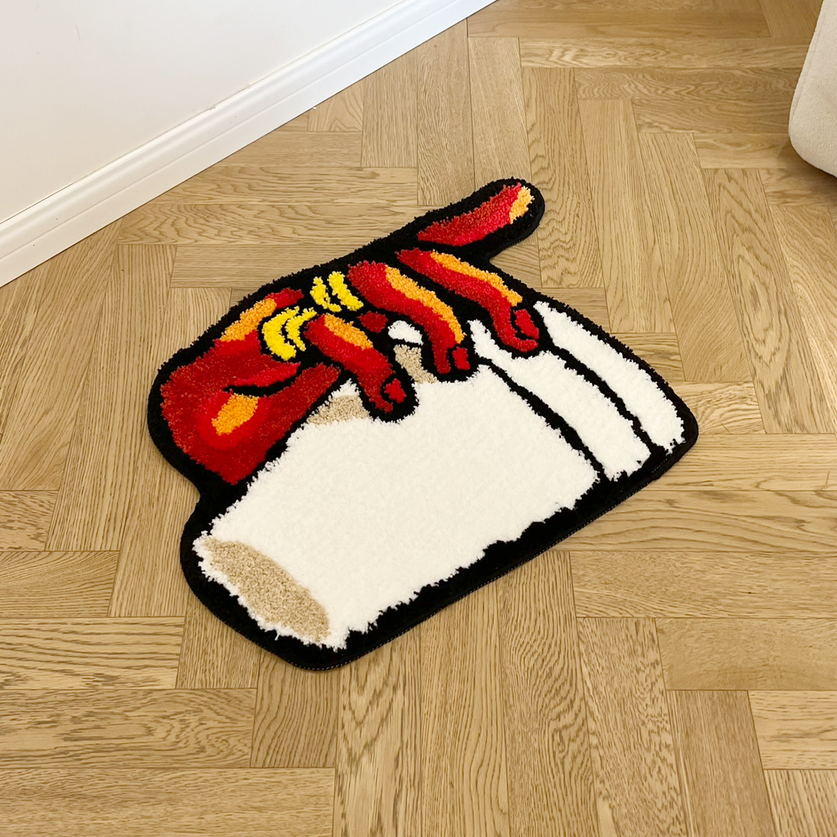 Holding Cup in Hand Vintage Tufted Bedroom Rug Soft Fluffy Mat Funny Bedside Carpet Floor Anti Slip Pad Aesthetic Home Boys Room