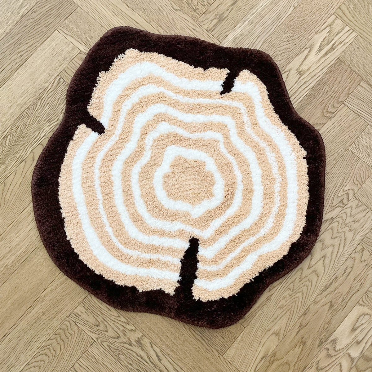 Tree Stump Annual Ring Shape Tufted Rug Bedroom Rug Irregular Cartoon Kid Room Playmat Carpet Bathroom Foot Pad Bath Mat Doormat