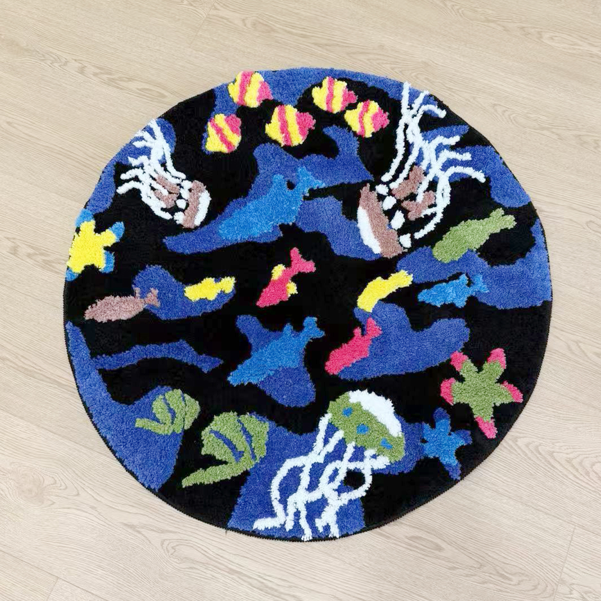 Underwater World Marine Organism Blue Tufted Rug Mat Soft Living Room Carpet Bathroom Area Floor Pad Bedroom Doormat Aesthetic