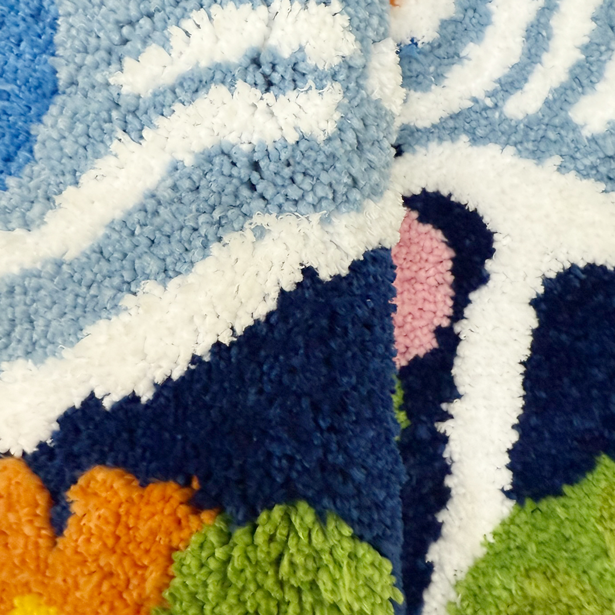 Coloful Lotus Pond Round Handmade Tufted Rug for Living Room Psychedelic Bedroom Retro Carpet Plush Circle Abstract Art Area Rug