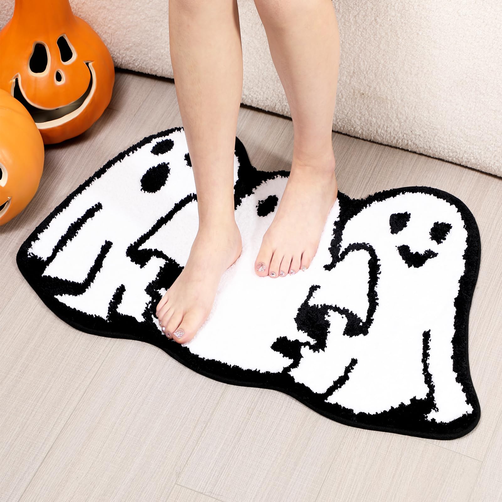 Halloween Three Ghost Shape Tufted Rug Foreign Trade Alien Horror Skull Super Soft Door Mat Decoration Anti Slip Entrance Mat