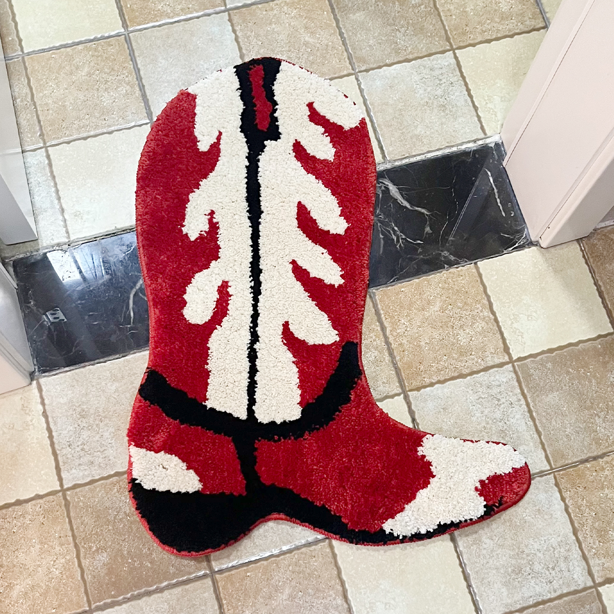 Cartoon Shoes Flocking Rug Cowboy Boots Shape Tufted Rug Home Decor Custom Housewarming Mat Non-slip Decoration Carpet Gift