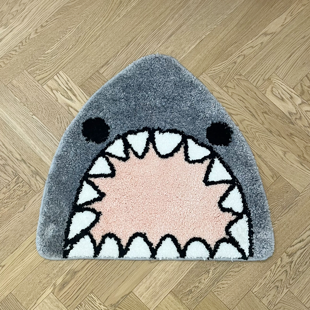 Grey Kawaii Tufting Shark Bathroom Mat Soft Cartoon Pad Carpet Anti-slip Doormat Rug Home Nursery Decor Flocking Plush Floor Mat
