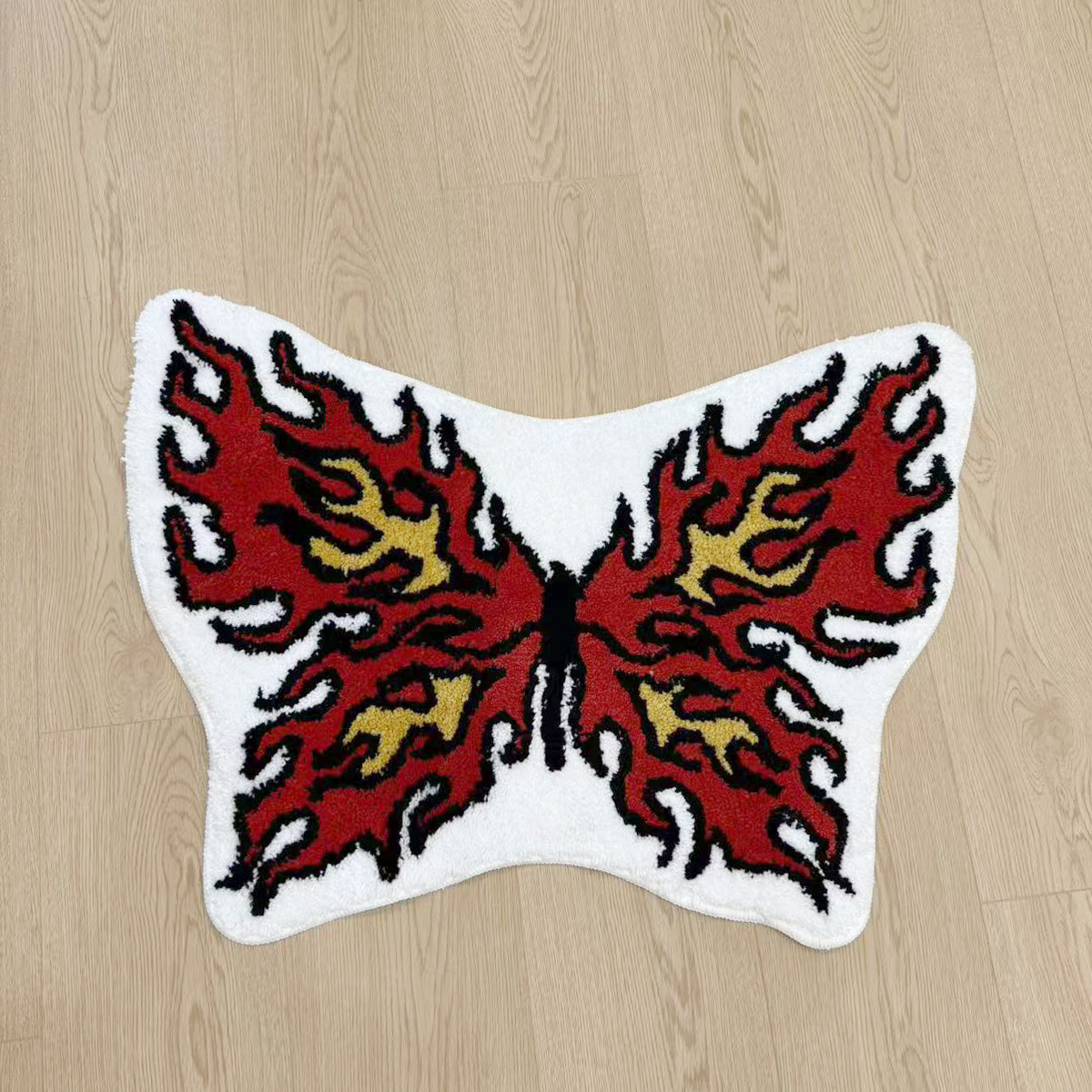 Abstract Flame Butterfly Tufting Rug Antislip Carpet Mini Bathroom Mat for Girl Teen‘s Room Carpet House Decoration Bedside Rug