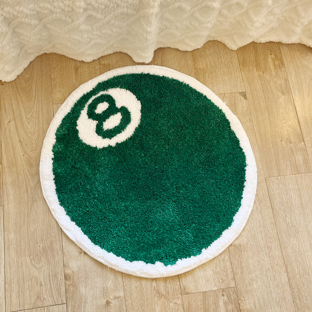 Round Tufting Number 8 Rug Soft Green Mat Billiards Ball Carpet Children Bedroom Corridor Floor Foot Pad Home Room Decor Gift
