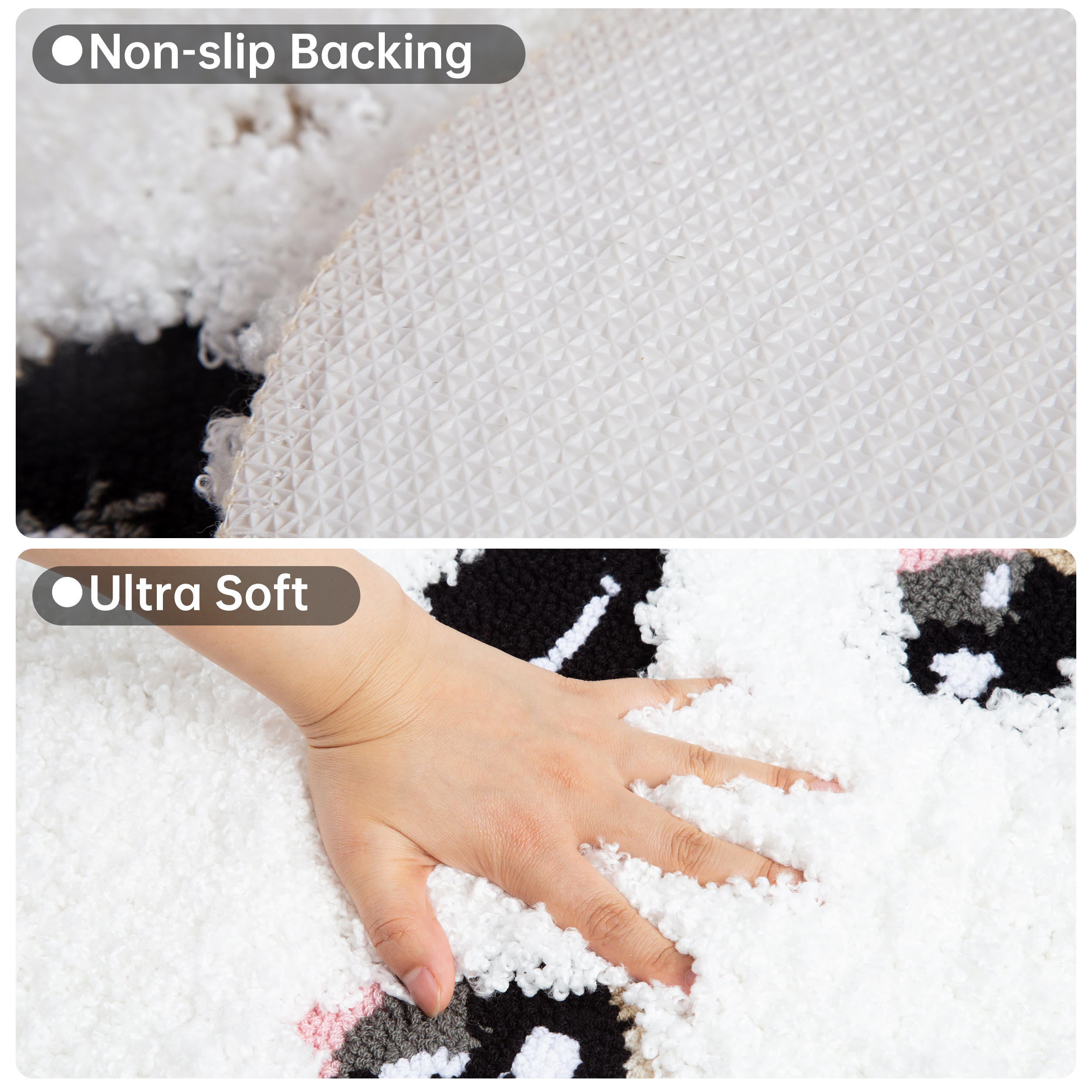 Adorable Teddy Dog Shape Rug (White/Brown) - Soft Fluffy Plush Floor Mat for Kids Bedroom Living Room, Cute Pet Home Decor Carpet, Anti-Slip Door Mat