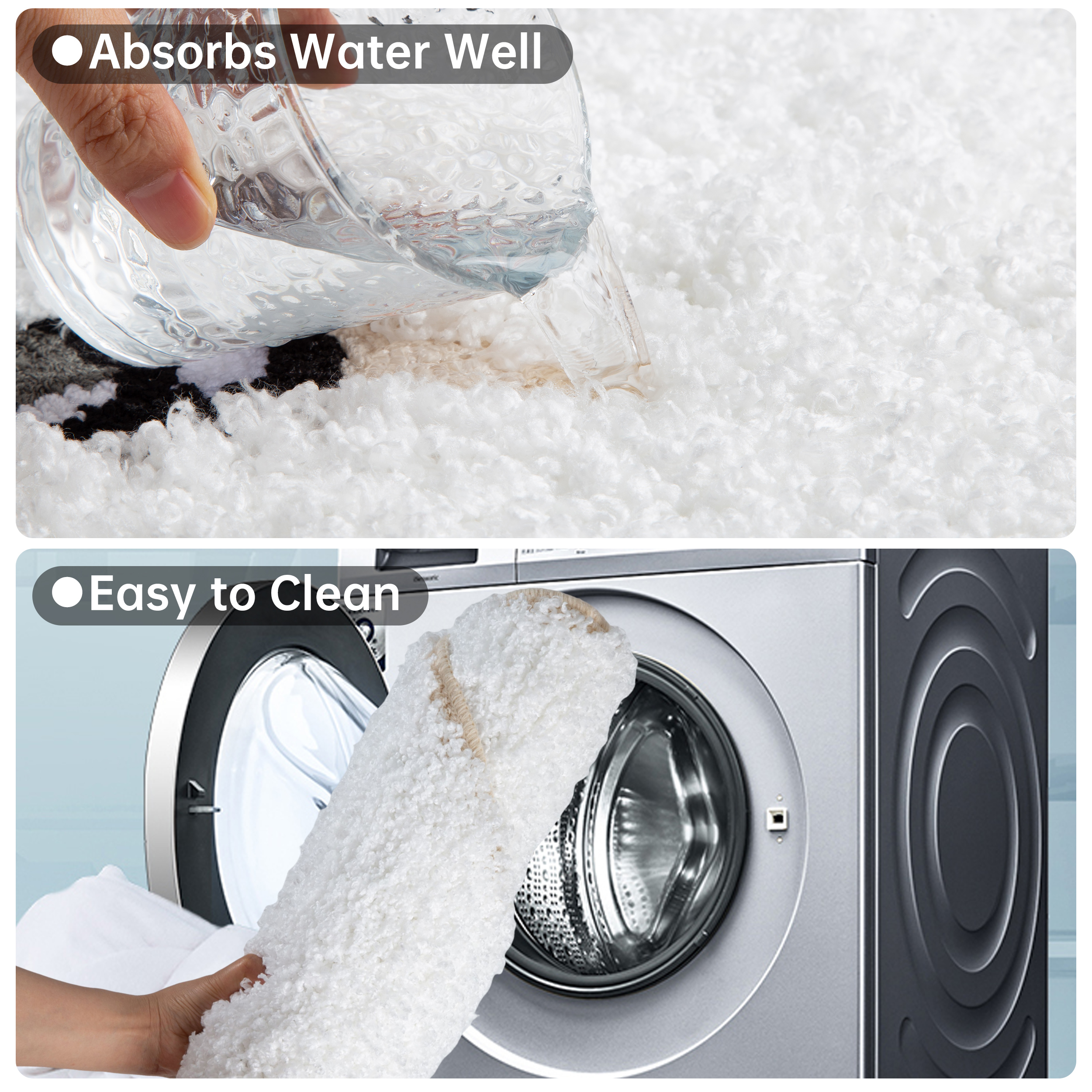 Adorable Teddy Dog Shape Rug (White/Brown) - Soft Fluffy Plush Floor Mat for Kids Bedroom Living Room, Cute Pet Home Decor Carpet, Anti-Slip Door Mat