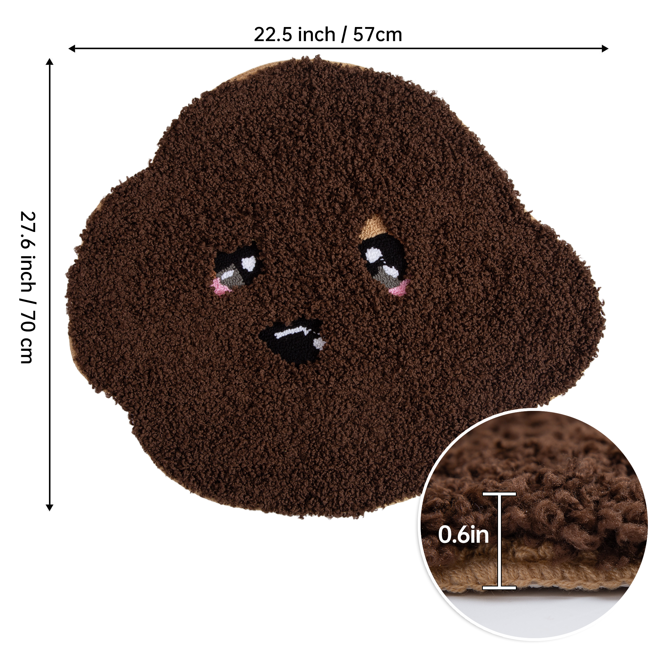 Adorable Teddy Dog Shape Rug (White/Brown) - Soft Fluffy Plush Floor Mat for Kids Bedroom Living Room, Cute Pet Home Decor Carpet, Anti-Slip Door Mat