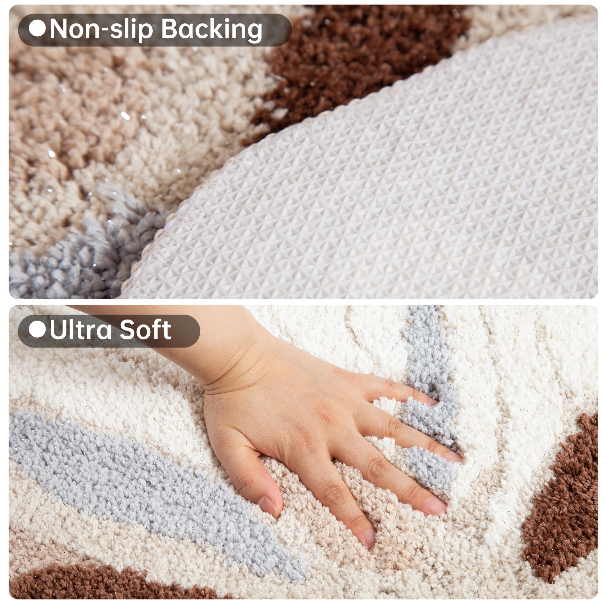 Neutral Tone Butterfly Shape Rug - Soft Fluffy Plush Floor Mat for Bedroom Living Room, Minimalist Home Decor Carpet, Anti-Slip Door Mat