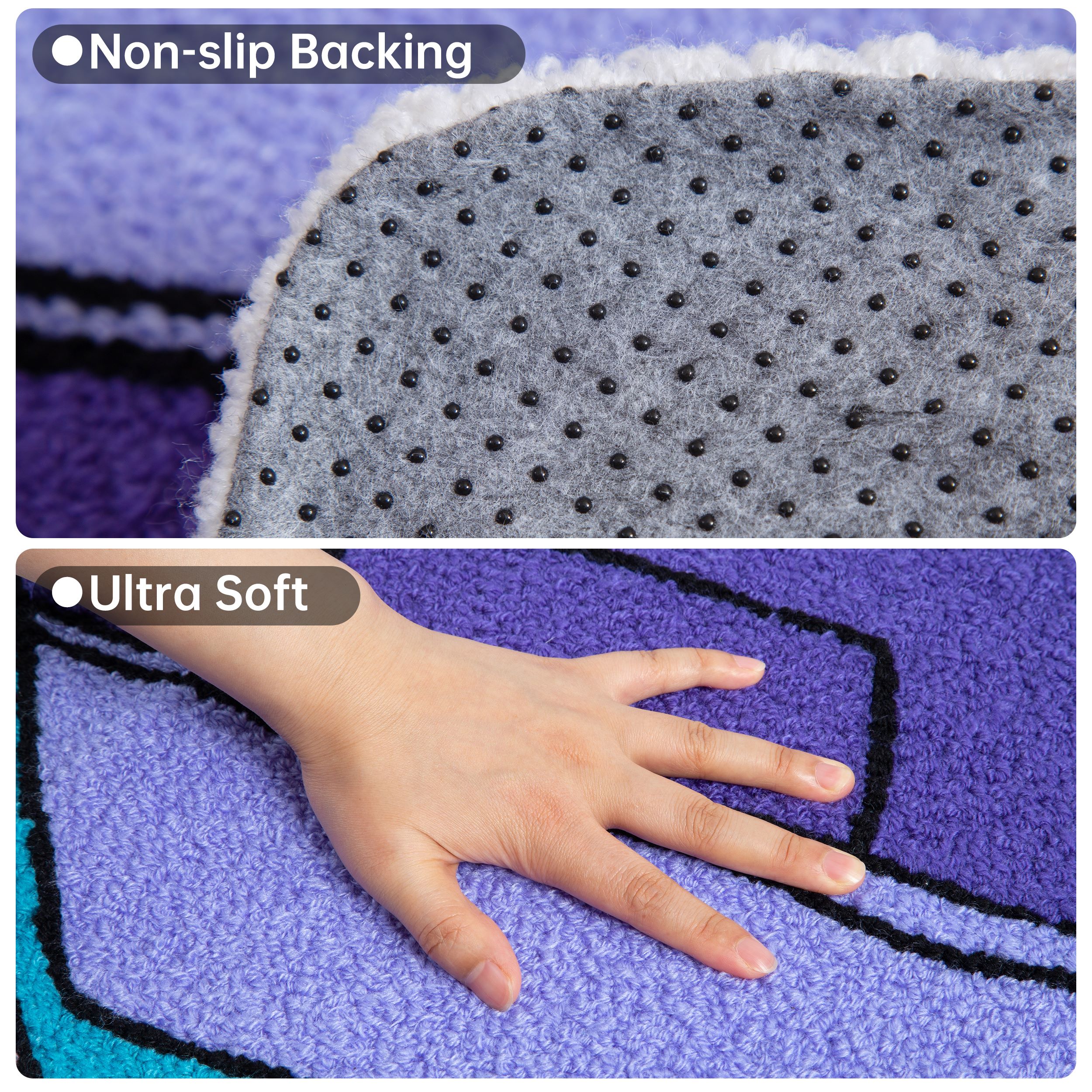 Funky 999 Sports Car Tufted Floor Rug, Chunky Plush Cartoon Car Mat with Peace Hand, Anti-Skid Cool Decor for Automotive Fans & Modern Home Decoration