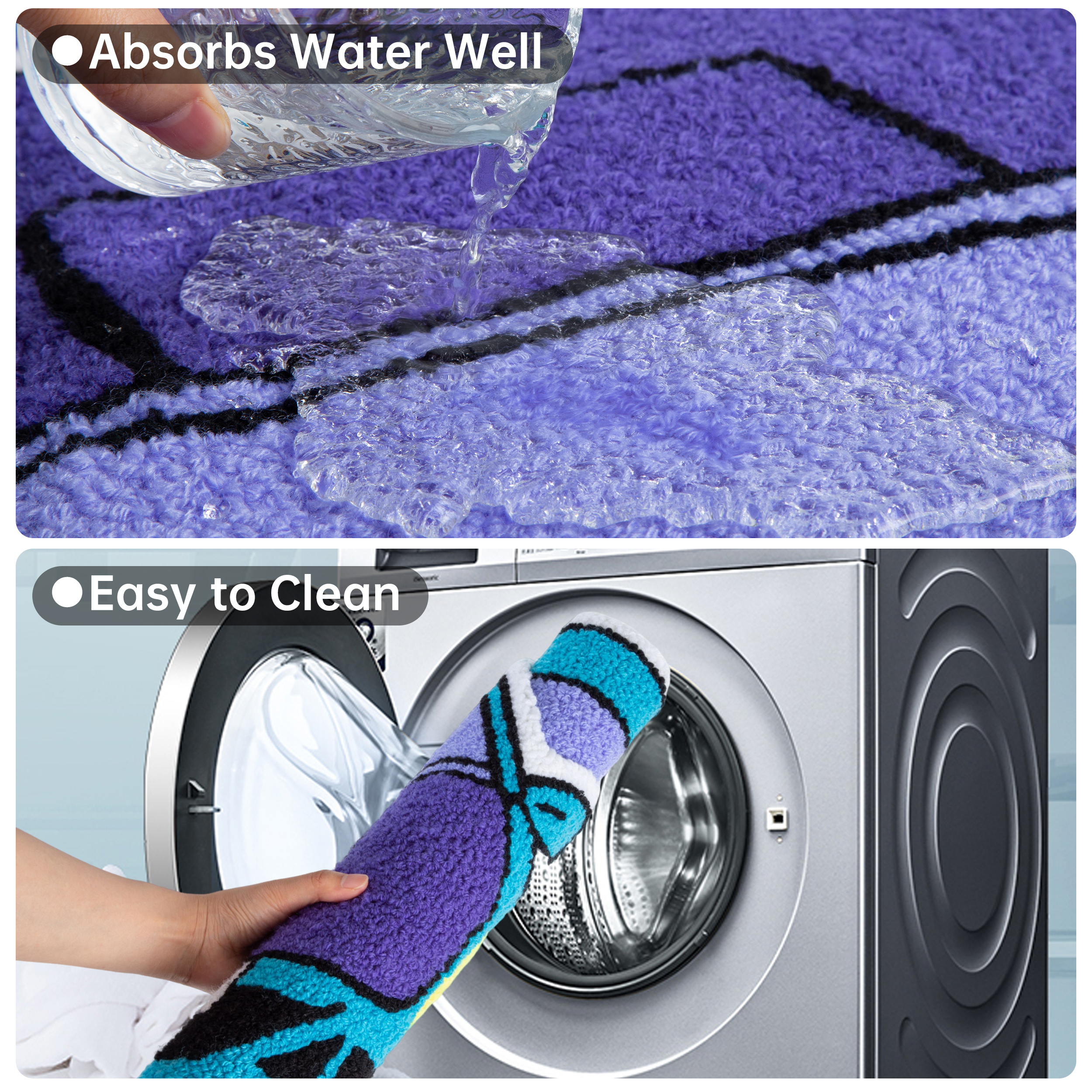 Funky 999 Sports Car Tufted Floor Rug, Chunky Plush Cartoon Car Mat with Peace Hand, Anti-Skid Cool Decor for Automotive Fans & Modern Home Decoration