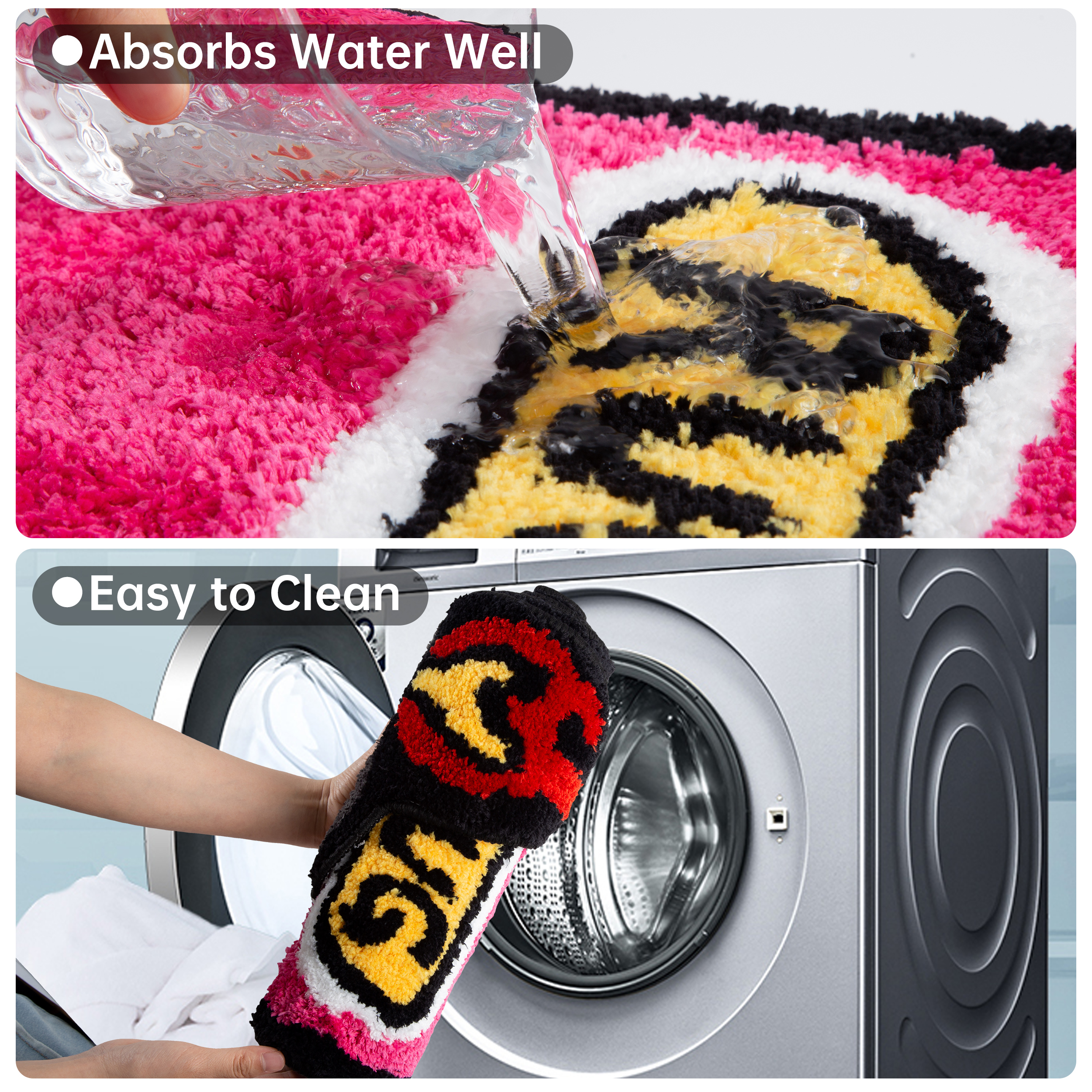 Red Lighter Shaped Fluffy Rug - Novelty "RUG" Printed Plush Carpet, Fun Flame Pattern Soft Floor Mat, Non-Slip Washable Home Decor for Bedroom, Living Room, Entryway, Unique Cartoon Cluster Rug