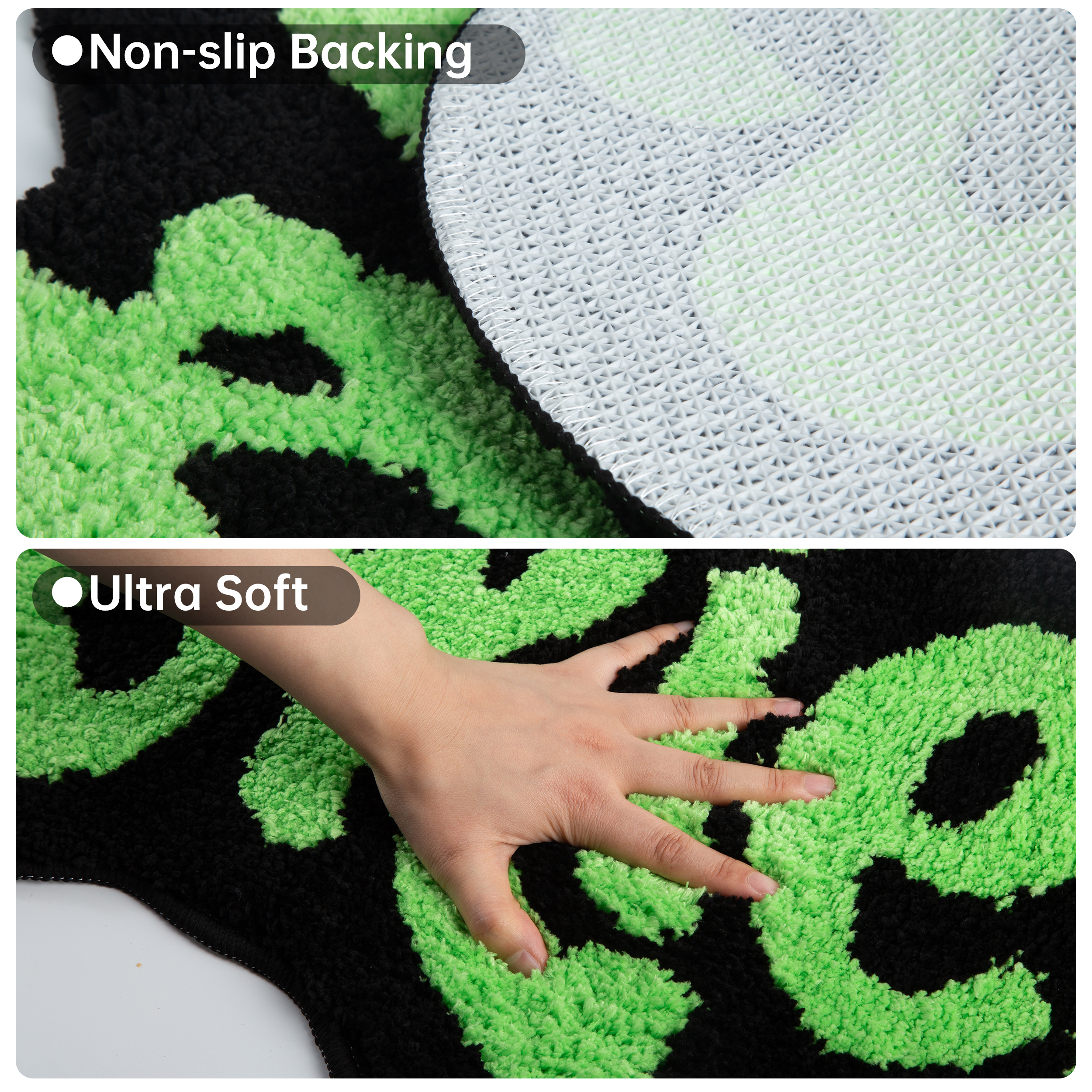 "Cookies" Letter Tufted Rug, Graffiti Font Plush Floor Mat, Anti-Slip Irregular Shaped Carpet for Street Style Bedroom, Dorm & Gaming Room Decor