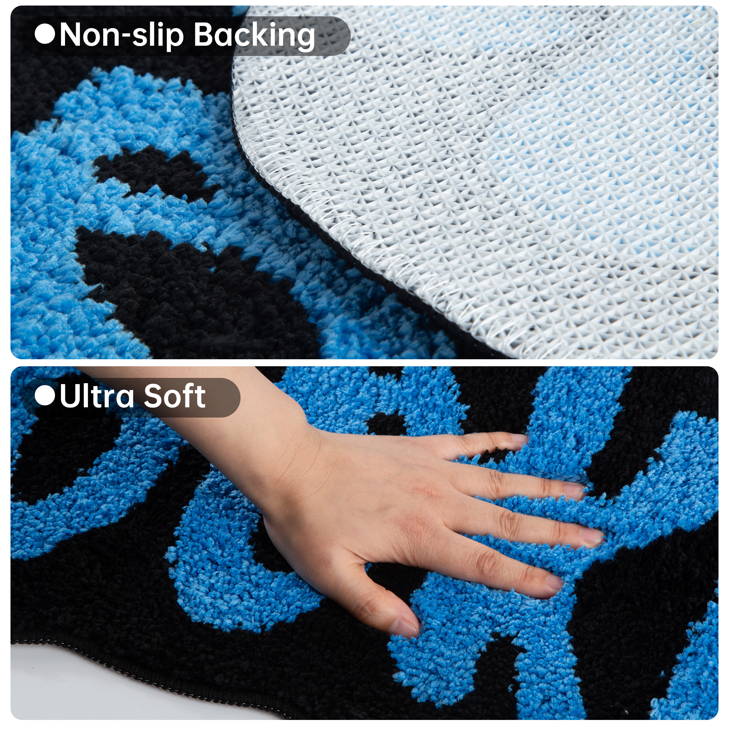 "Cookies" Letter Tufted Rug, Graffiti Font Plush Floor Mat, Anti-Slip Irregular Shaped Carpet for Street Style Bedroom, Dorm & Gaming Room Decor