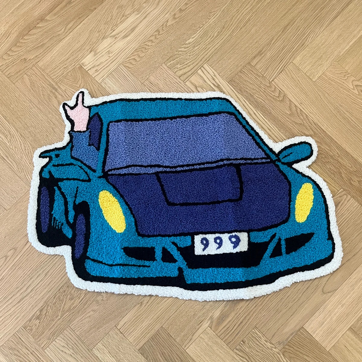 Cute Cartoon Sports Car Shaped Rug - Soft Fluffy Floor Mat for Kids Bedroom Living Room, Anti-Slip Door Mat Home Decor 
