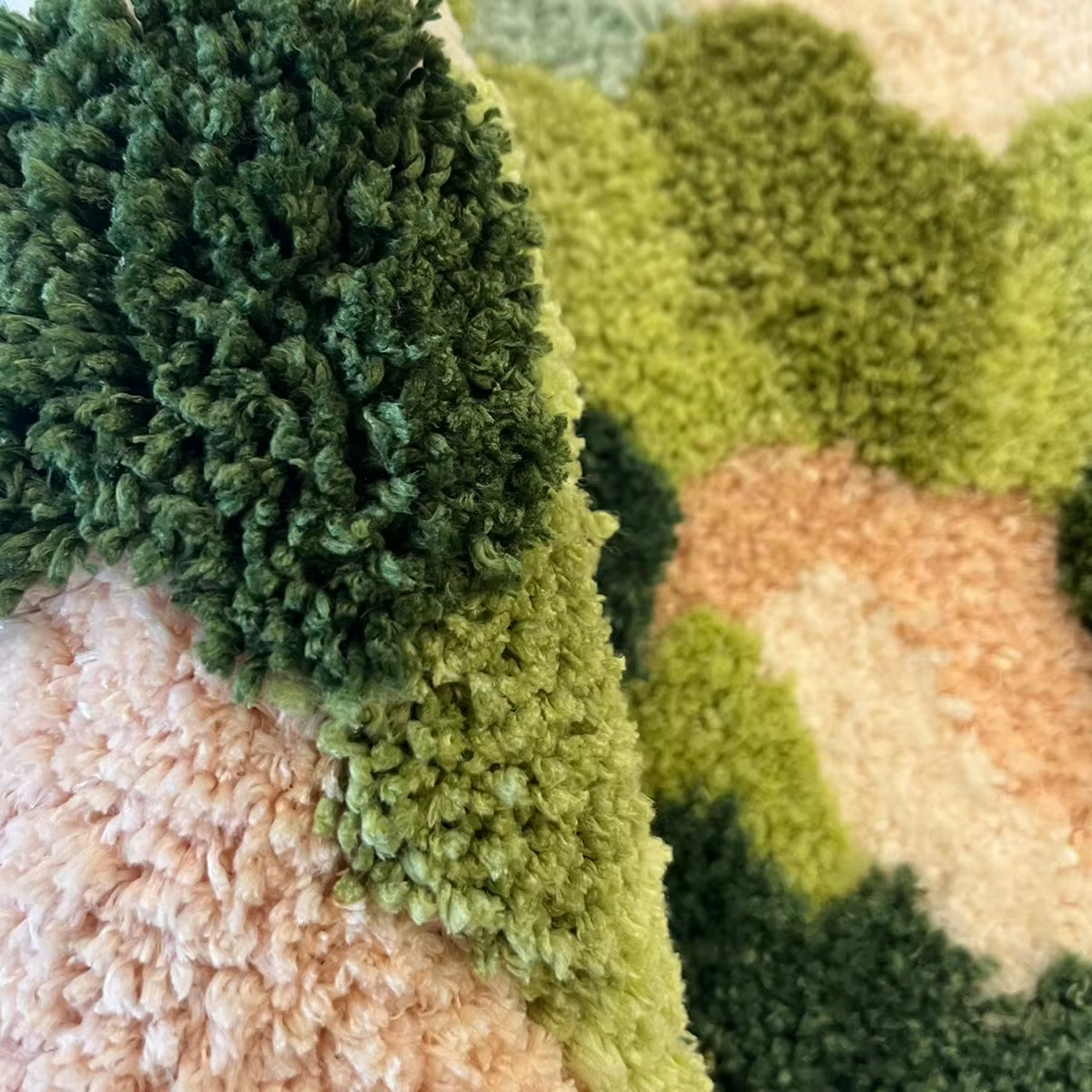 Comfortable Tufted Carpet with Multilevel Green Mountain Pattern for Home Interior Decor Non-slip Bottom Soft Touch Bedroom