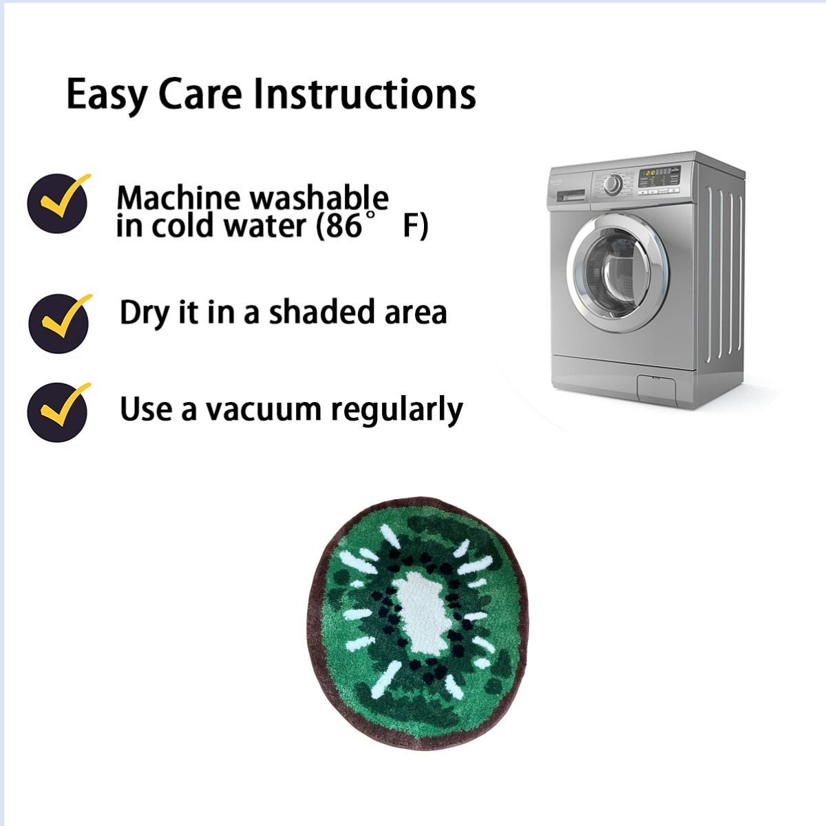 Tufting Oval Kiwifruit Entrance Mat Bathmat Living Room Carpet Anti-Slip Bedside Rug Soft Bedroom Floor Pad Aesthetic Home Decor