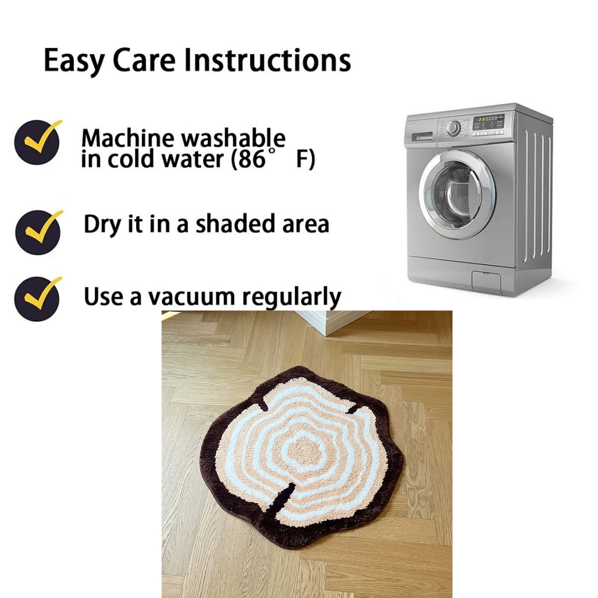 Tree Stump Annual Ring Shape Tufted Rug Bedroom Rug Irregular Cartoon Kid Room Playmat Carpet Bathroom Foot Pad Bath Mat Doormat