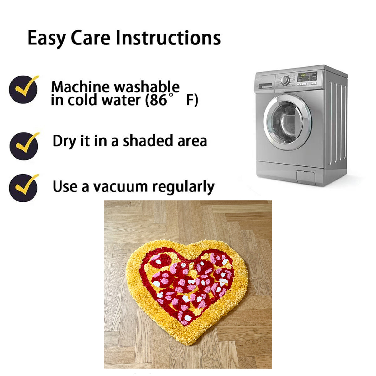 Delicious Love Pizza Tufted Rug Living Room Carpet Soft Fluffy Cartoon Fastfood Bedroom Mat Flocked Pad Anti-slip Rug Home Nurse