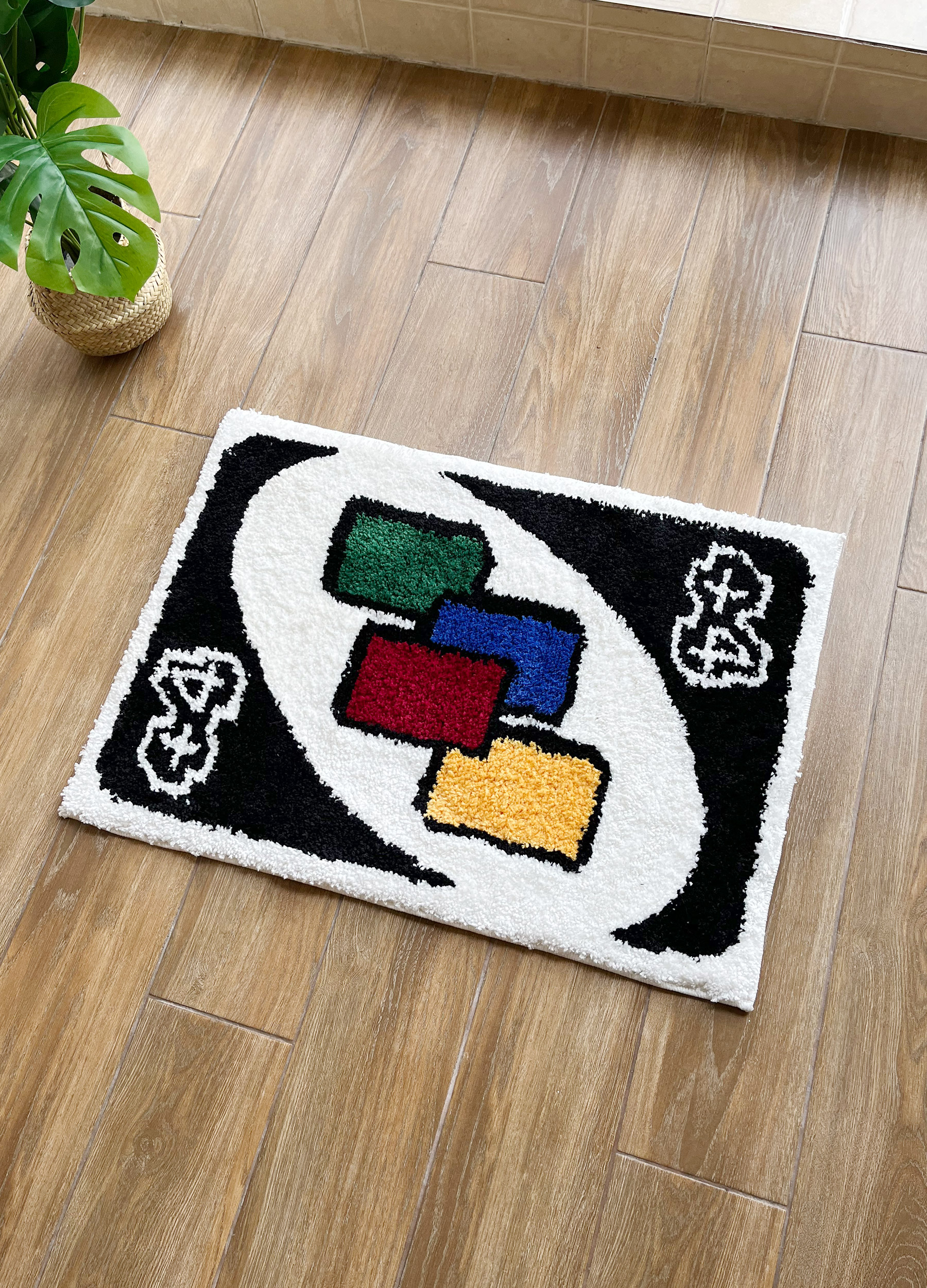 LAKEA Black Unio Card Rug for Girls Rooms Purple Handmade Tufted Rug for Birthday Gift Fluffy Tufted Rug Soft Rectangle Mat