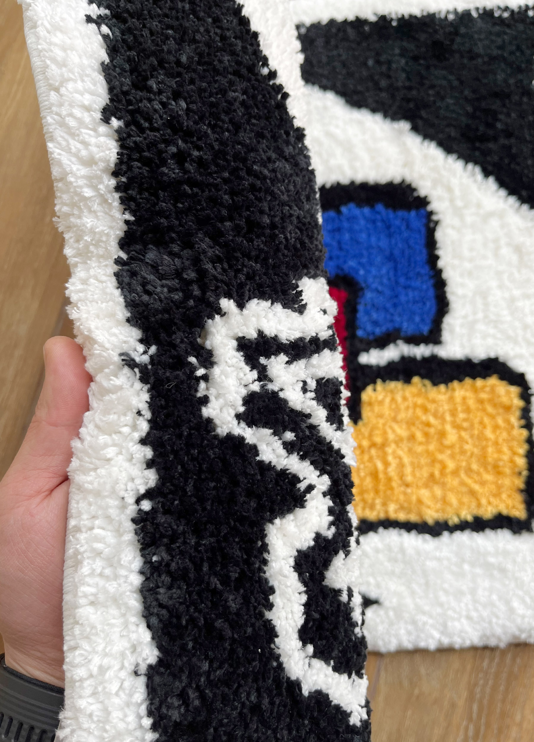 LAKEA Black Unio Card Rug for Girls Rooms Purple Handmade Tufted Rug for Birthday Gift Fluffy Tufted Rug Soft Rectangle Mat