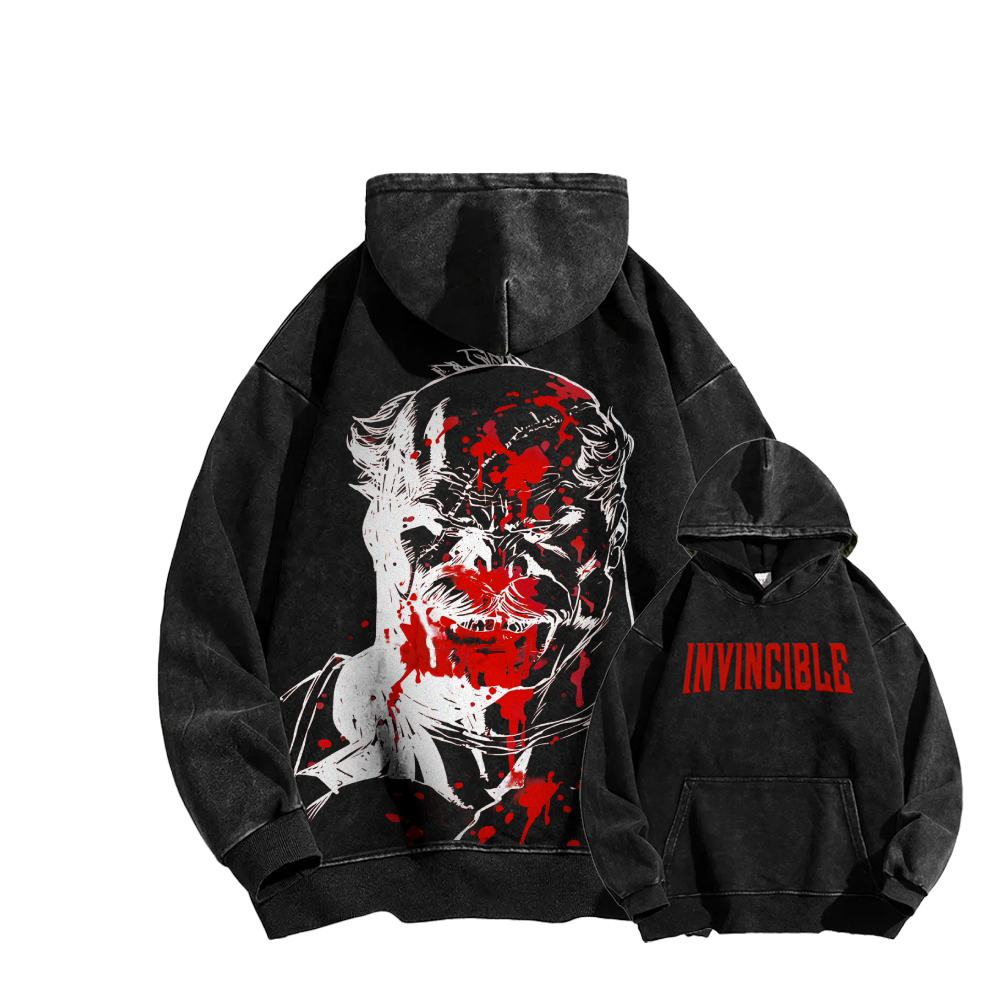 Invincible  Casual Washed Hoodies 2506023279