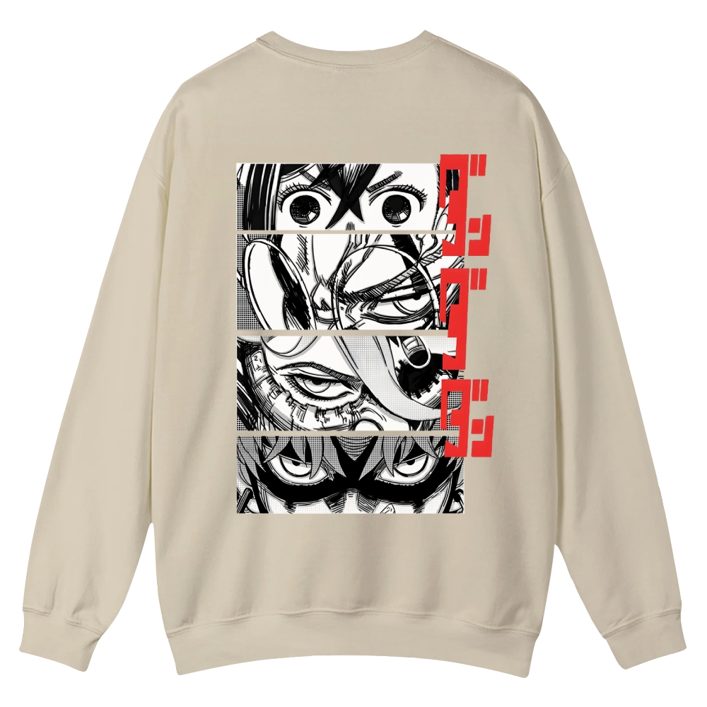 Dandadan Casual Crewneck Front&Back Print Sweatshirt