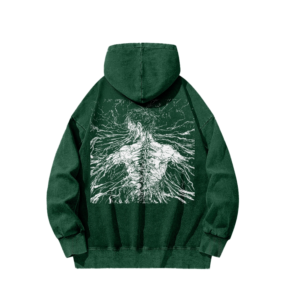 Attach On Titan Casual Washed Hoodie