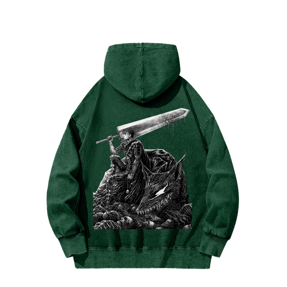 Berserk Streetwear Casual Washed Hoodie