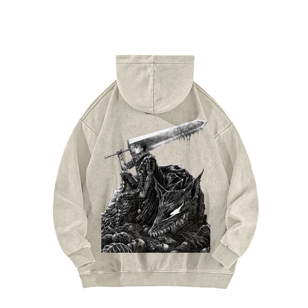 Berserk Streetwear Casual Washed Hoodie