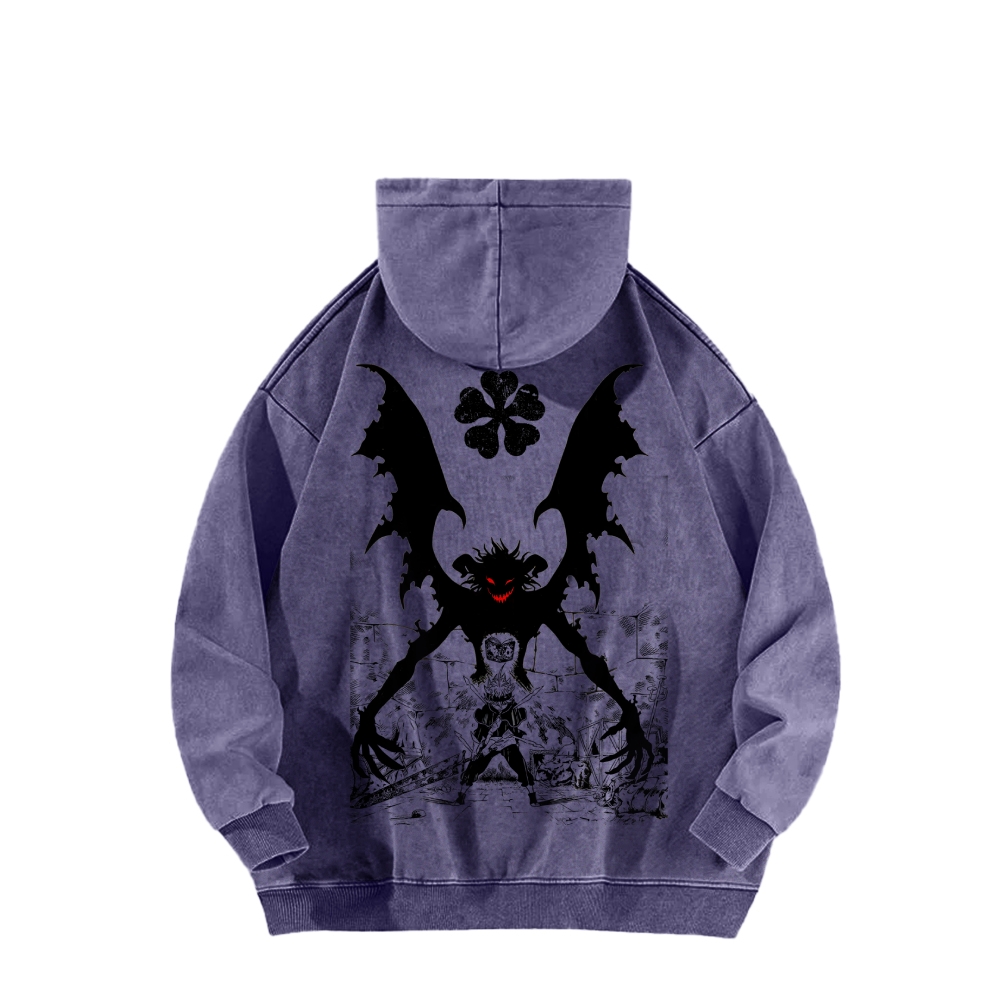 Black clover Casual Washed Hoodie