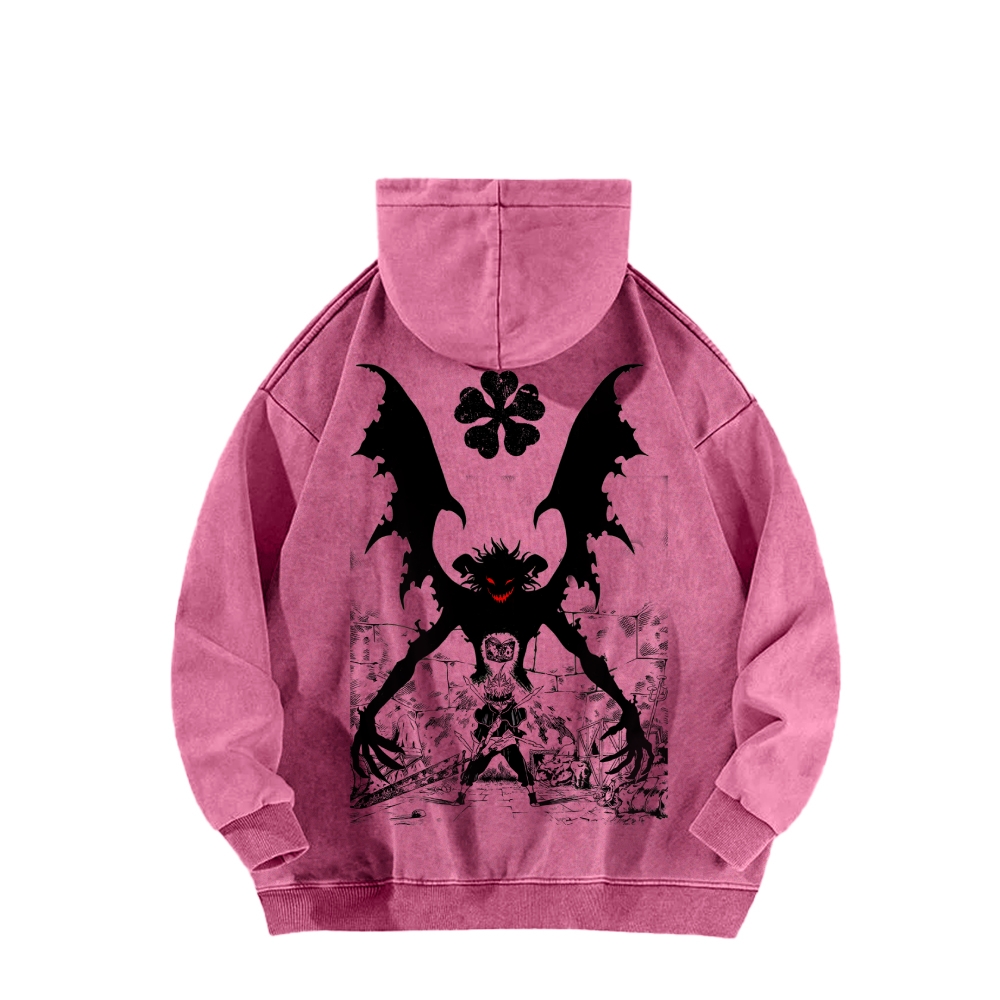 Black clover Casual Washed Hoodie