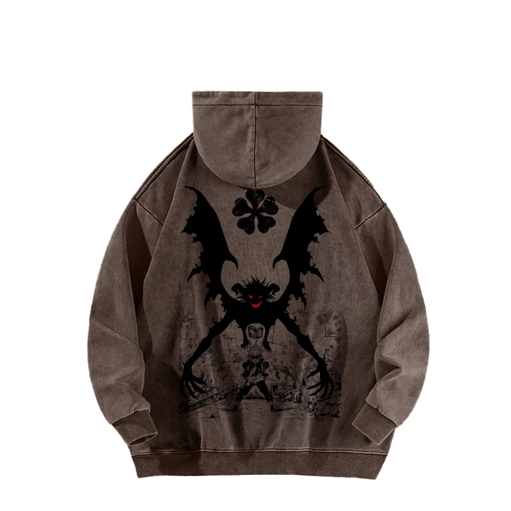 Black clover Casual Washed Hoodie