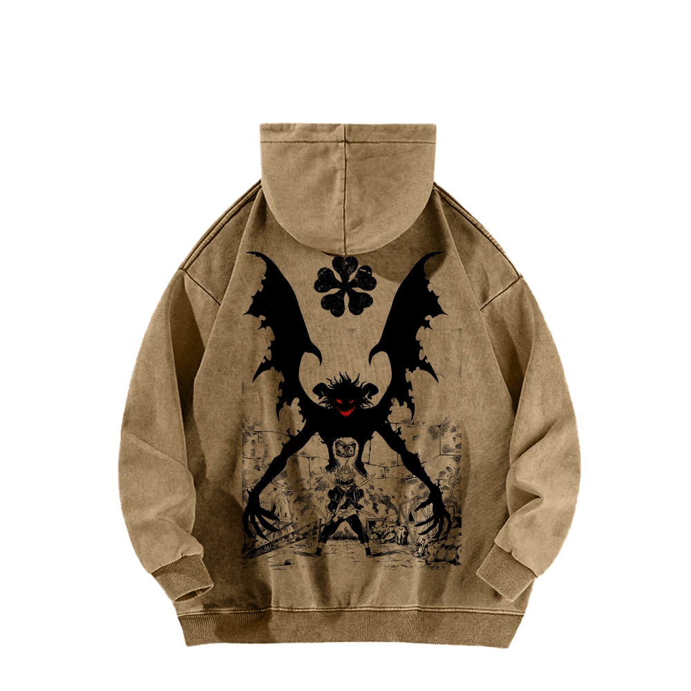Black clover Casual Washed Hoodie
