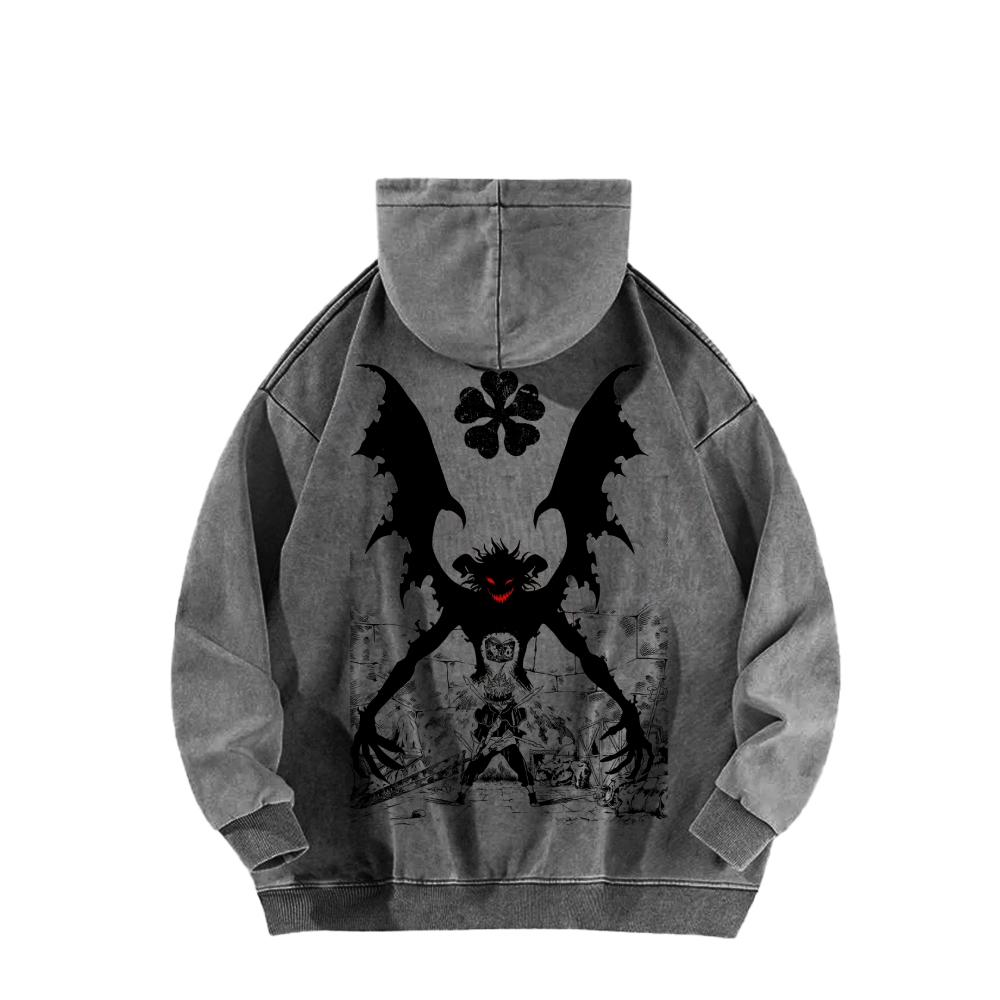 Black clover Casual Washed Hoodie