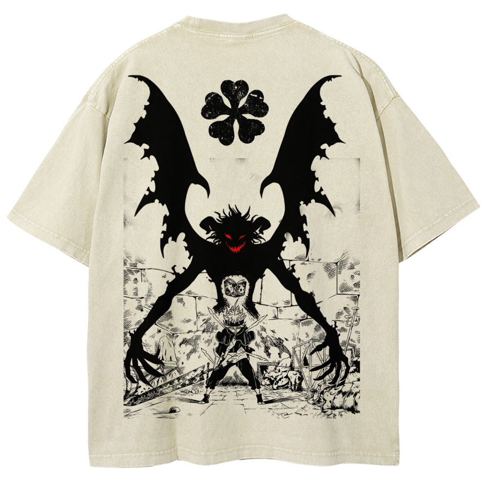 Black clover Unisex Fit Washed T-Shirt