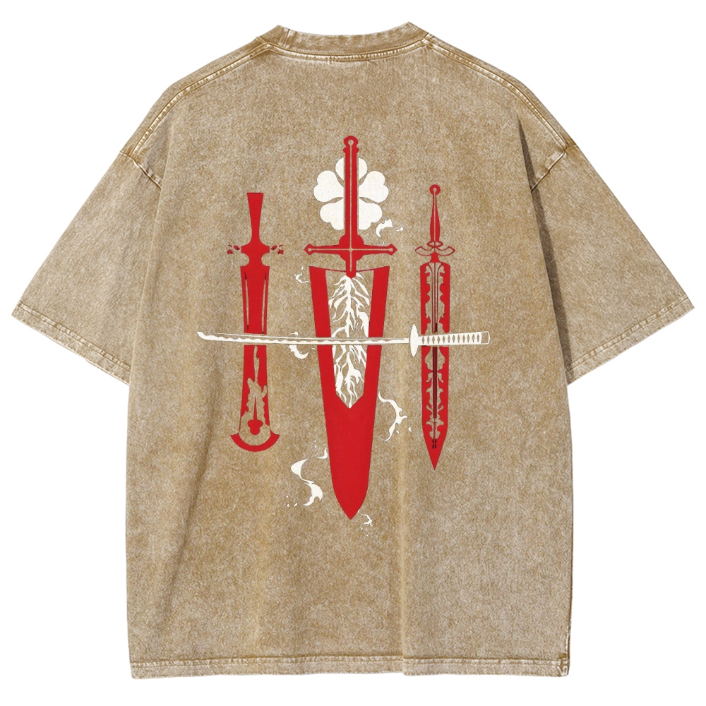 Black Clover Sword Streetwear Washed T-Shirt