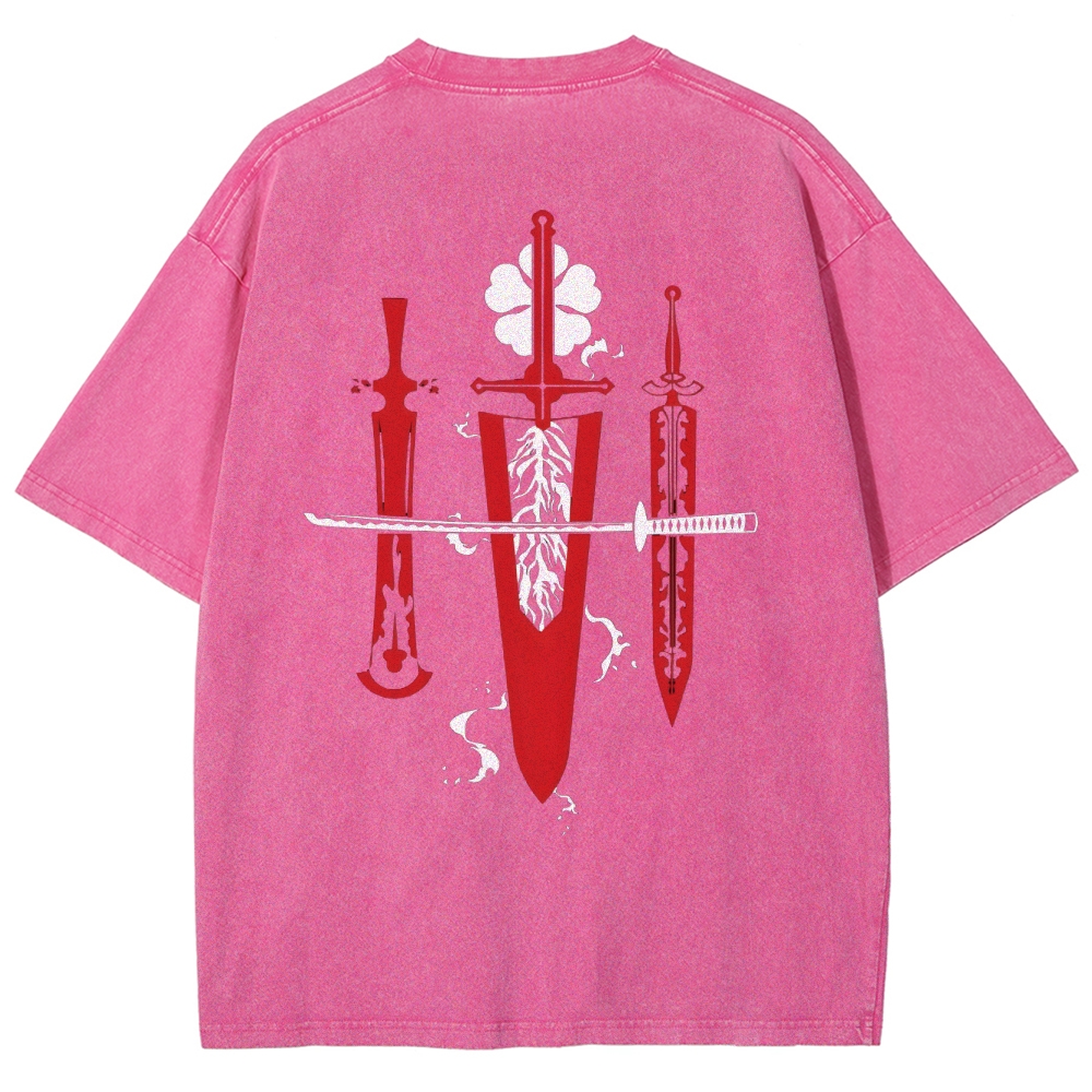 Black Clover Sword Streetwear Washed T-Shirt