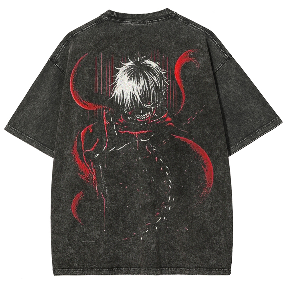  Kaneki Ken Red Spider Lily Centipede Tokyo Ghoul Unisex Fit Washed T-Shirt 2502003895
