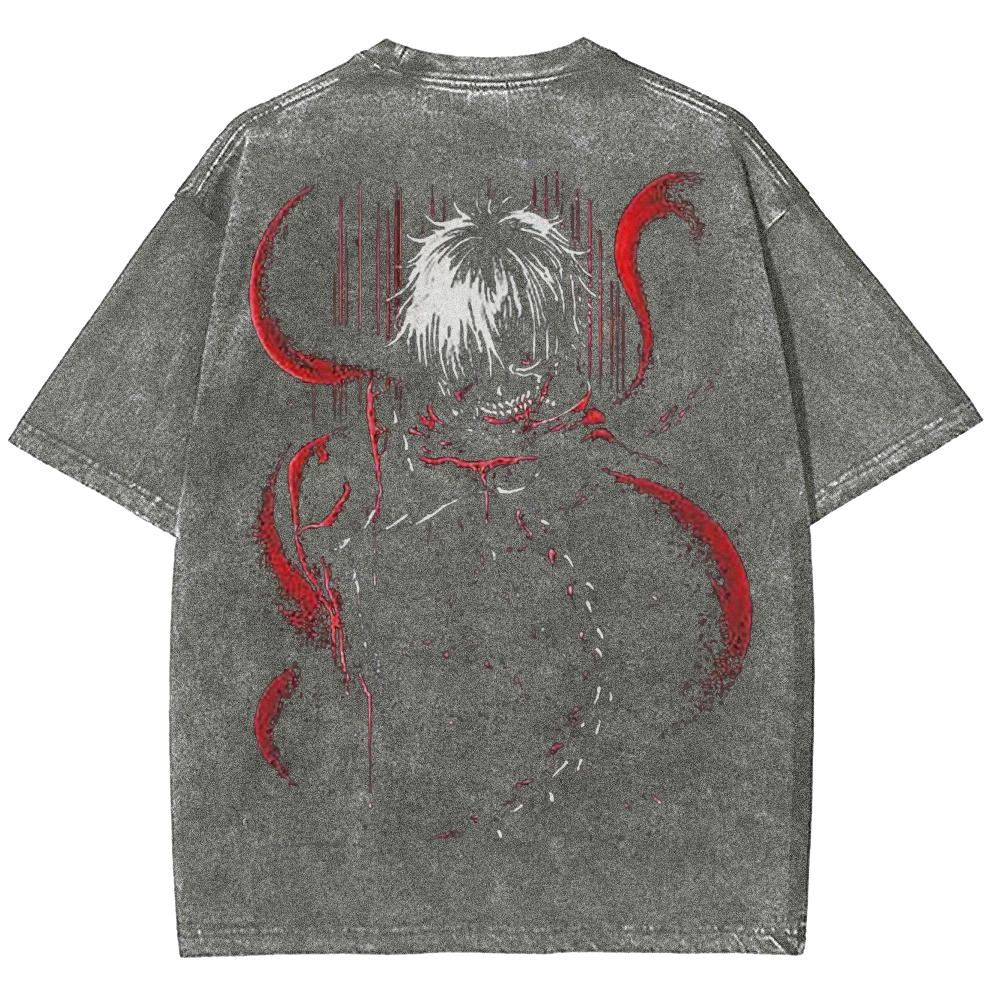  Kaneki Ken Red Spider Lily Centipede Tokyo Ghoul Unisex Fit Washed T-Shirt 2502003895