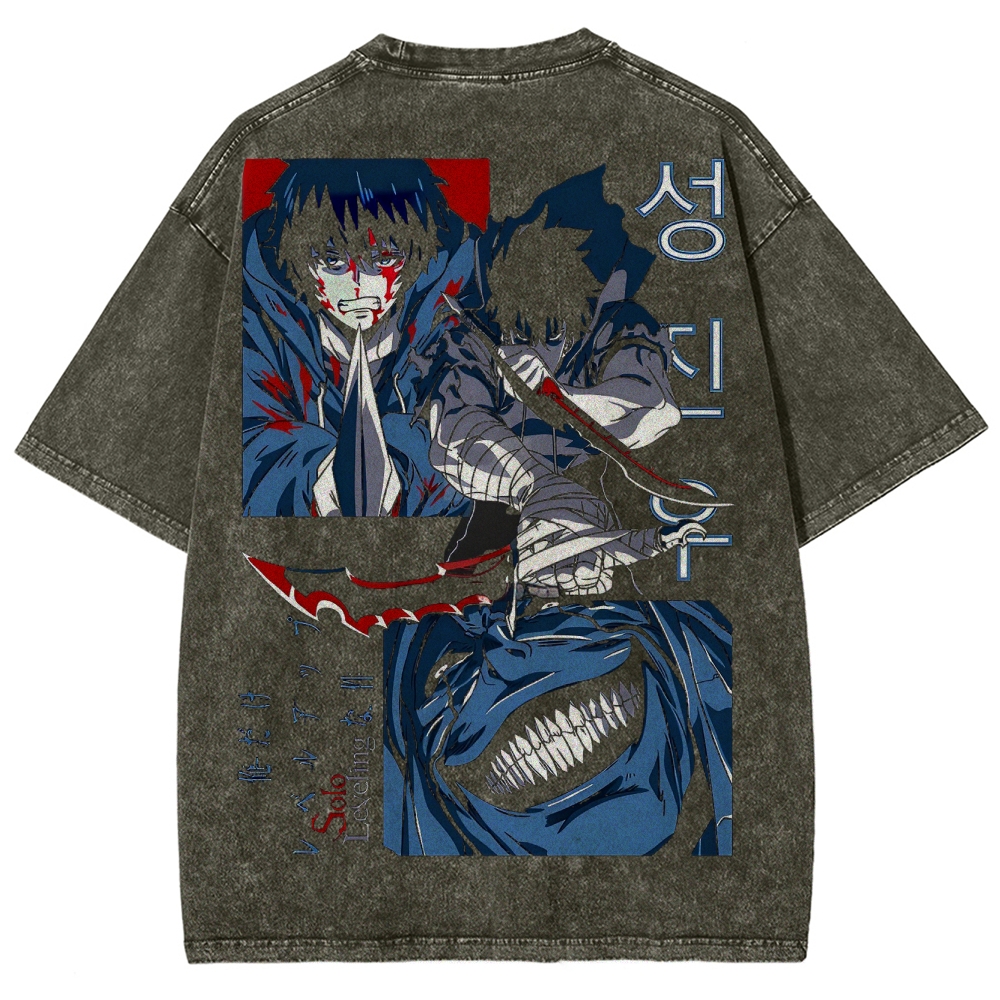 solo leveling Unisex Fit Washed T-Shirt 2502007472