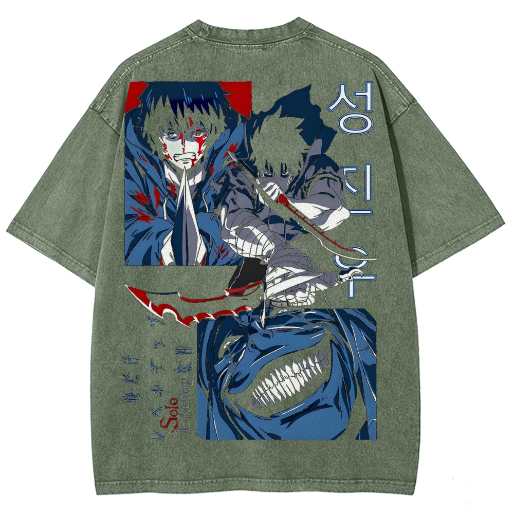 solo leveling Unisex Fit Washed T-Shirt 2502007472
