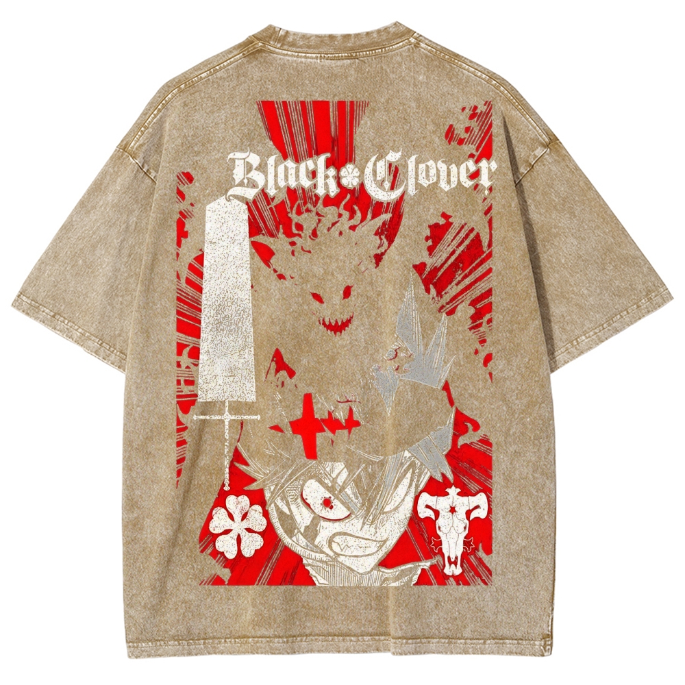 BLACK CLOVER Unisex Fit Washed T-Shirt 2502008172
